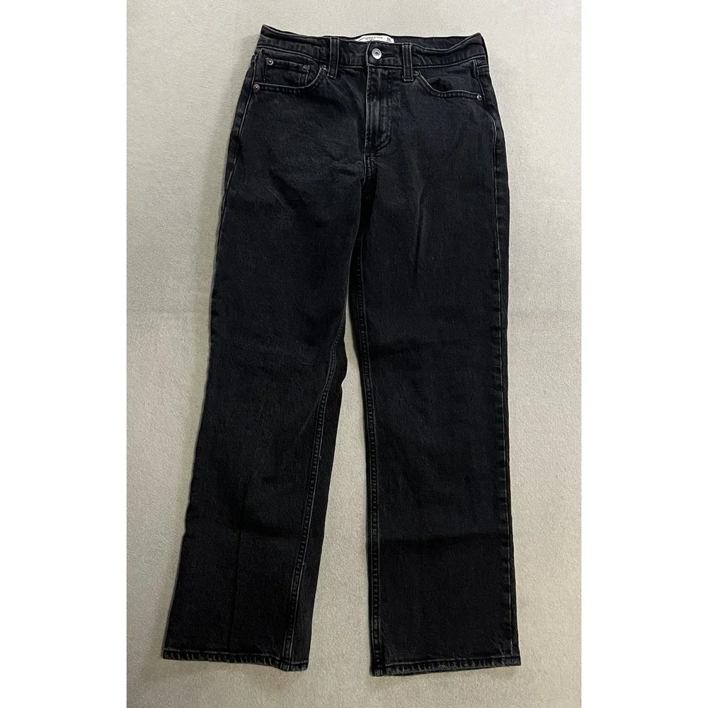 Abercrombie and Fitch Curve Love the Baggy Low Jeans Women's Size 24 Black Denim